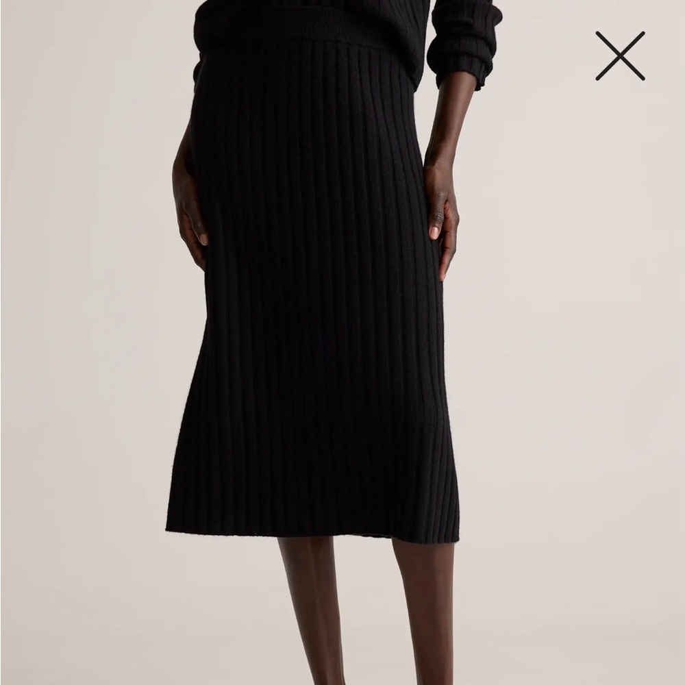 Quince Mongolian Cashmere Midi Skirt, black, sz medium